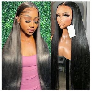 13x6 Human Hair Straight HD Lace Front Wig Natural Black(24 inch)